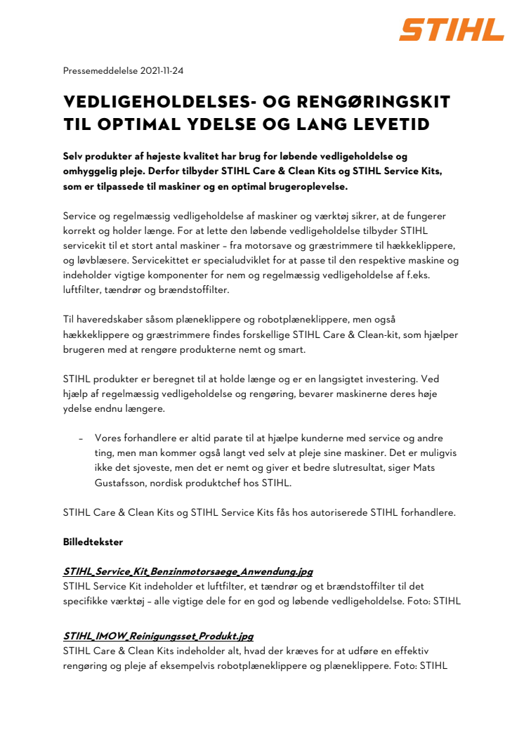 VEDLIGEHOLDELSES- OG RENGØRINGSKIT TIL OPTIMAL YDELSE OG LANG LEVETID.pdf