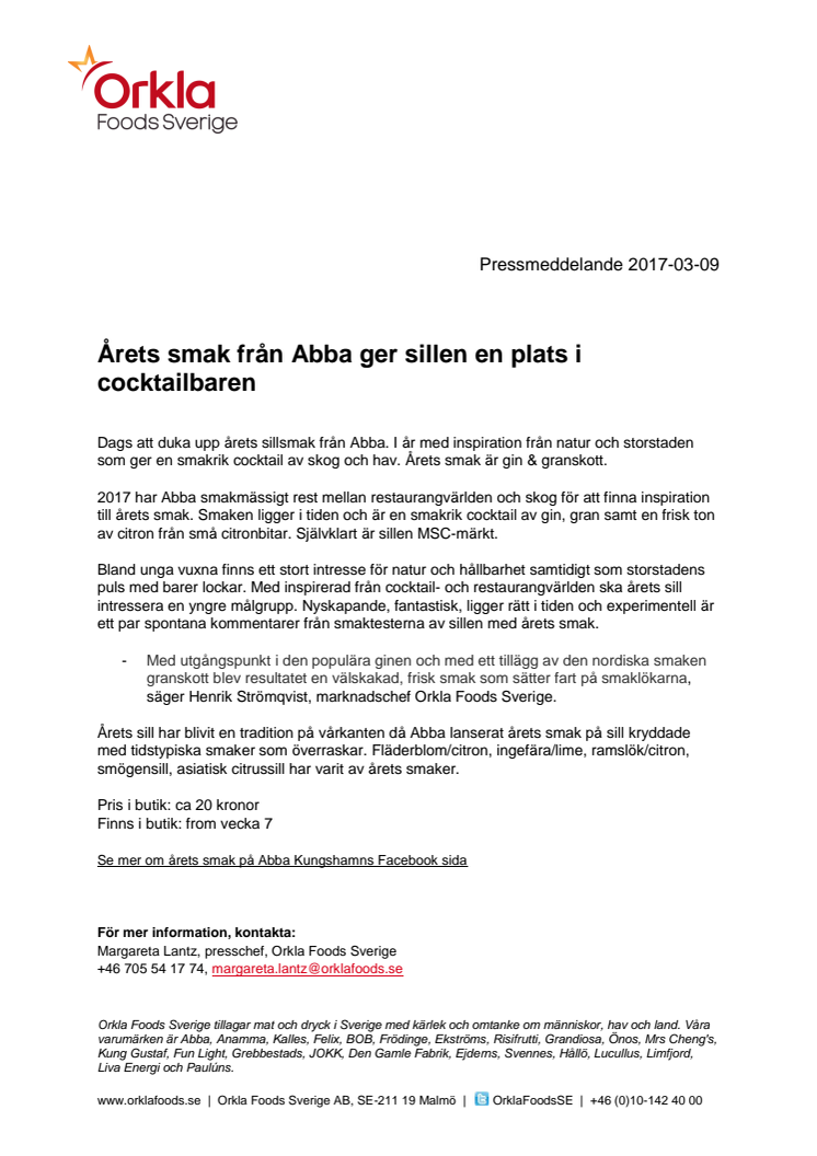 Årets smak från Abba ger sillen en plats i cocktailbaren