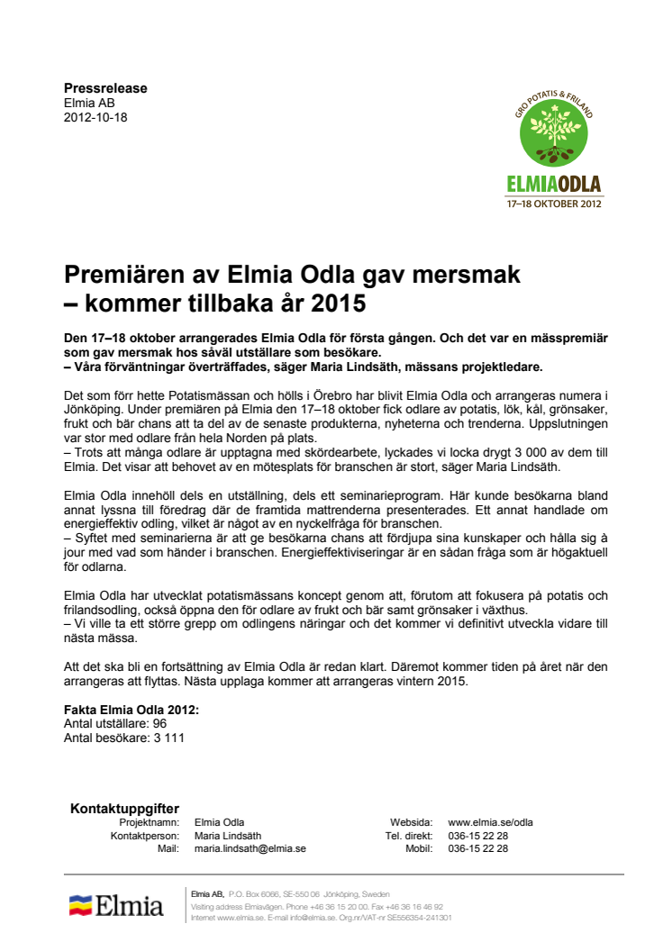 Premiären av Elmia Odla gav mersmak – kommer tillbaka år 2015