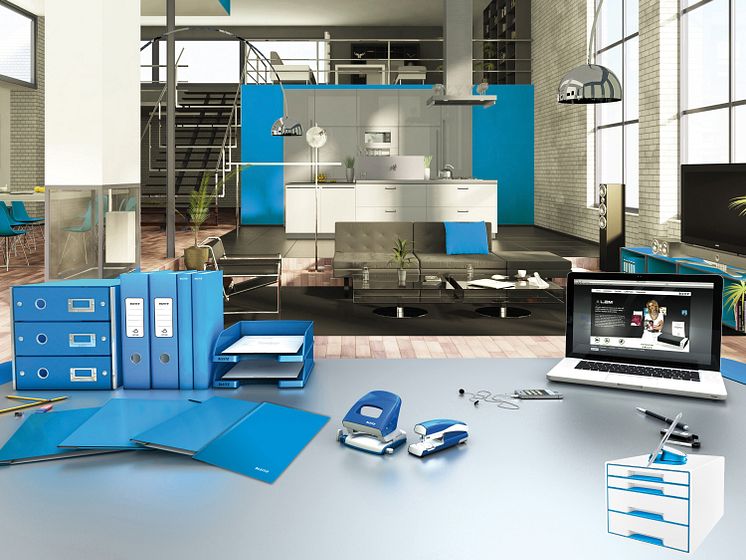 Leitz WOW range in orange in home office