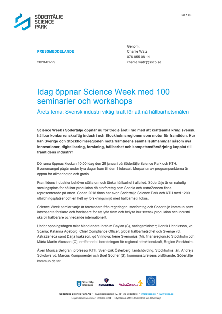Idag öppnar Science Week med 100 seminarier och workshops  