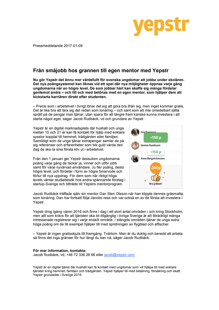 Från småjobb hos grannen till egen mentor med Yepstr