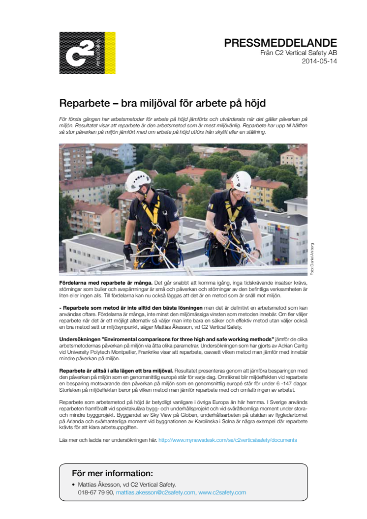 Reparbete – bra miljöval för arbete på höjd