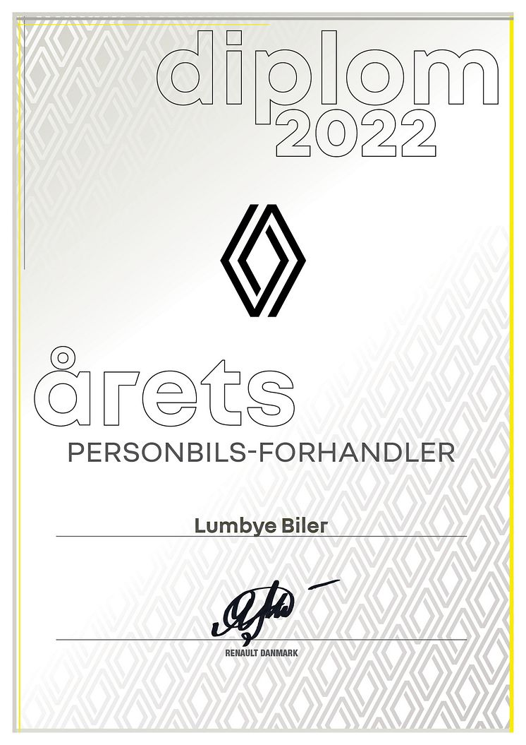 Diplom Årets Personbilsforhandler