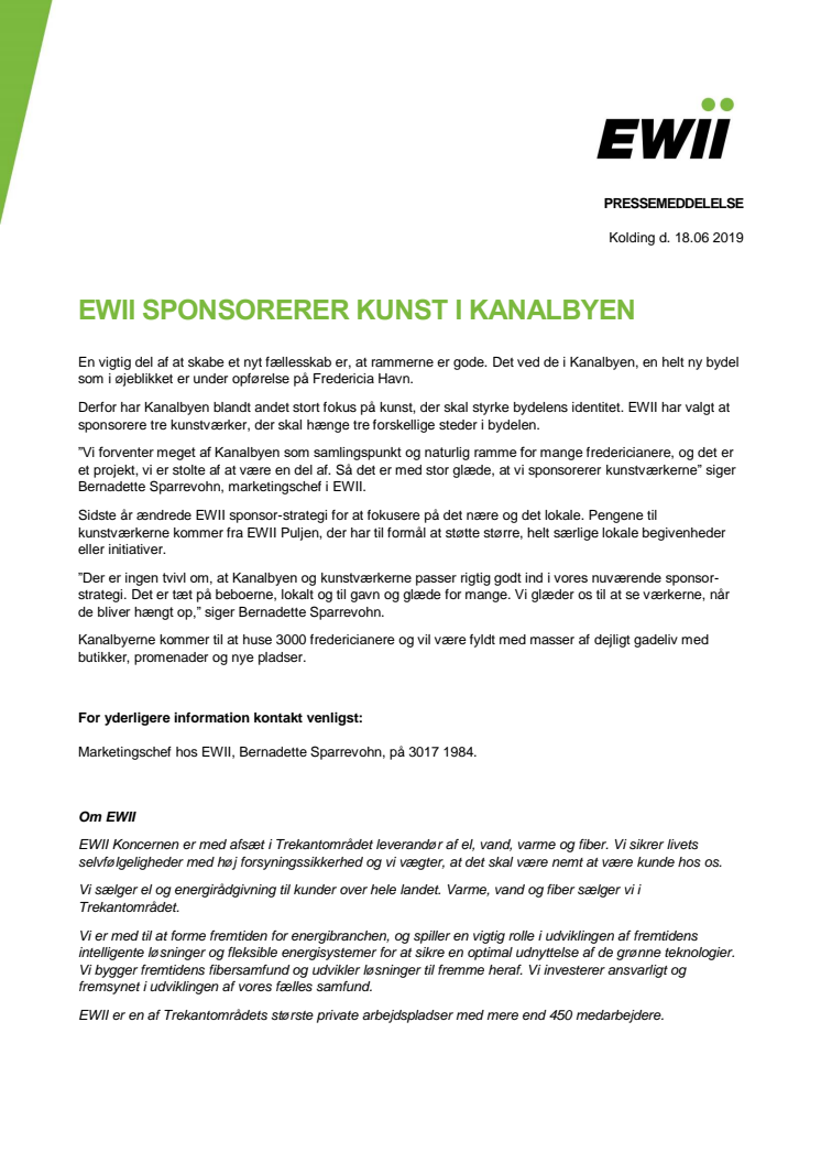 EWII sponsorerer kunst i Kanalbyen 