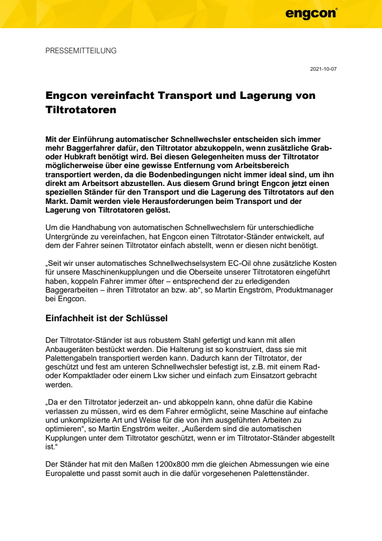 211007_Press_Engcon vereinfacht Transport und Lagerung von Tiltrotatoren