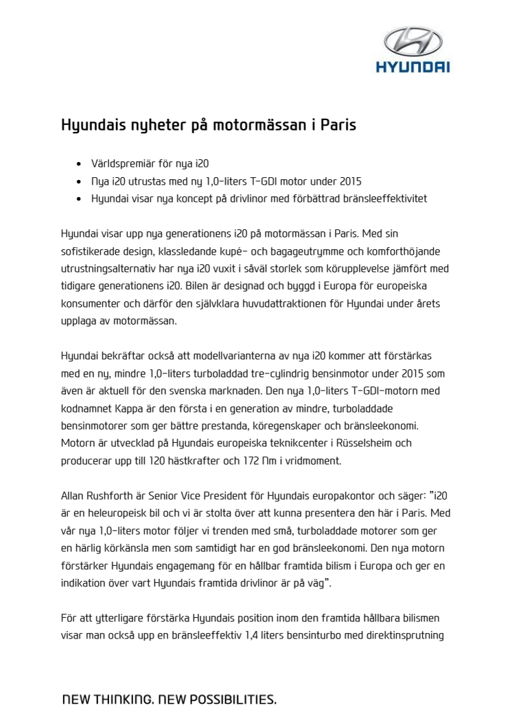 Hyundais nyheter på motormässan i Paris