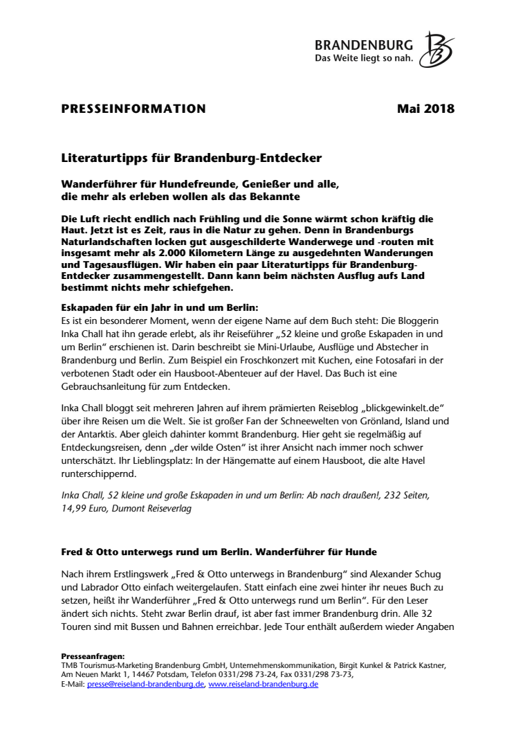 Literaturtipps für Brandenburg-Entdecker