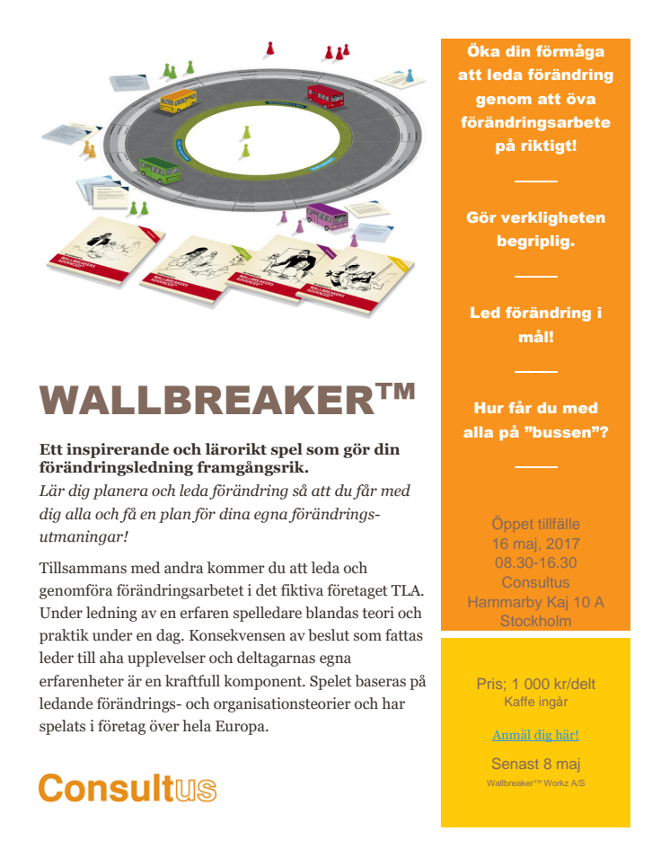 Inbjudan Wallbreaker 16:e maj i Stockholm