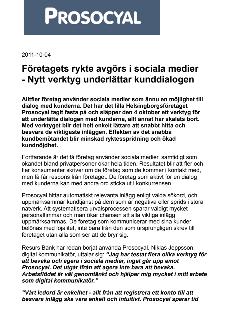 Företagets rykte avgörs i sociala medier  - Nytt verktyg underlättar kunddialogen