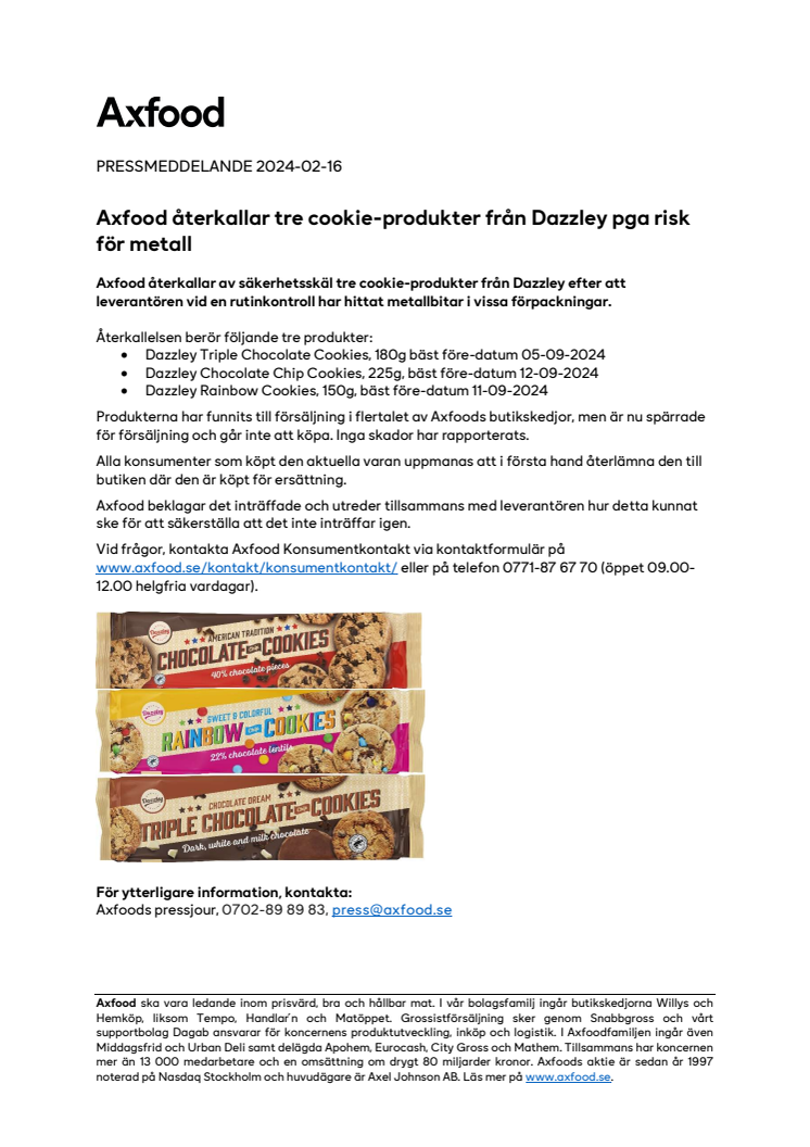  PM_240216_Axfood återkallar tre cookie-produkter från Dazzley pga risk för metall.pdf