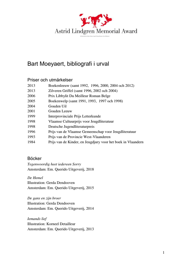 Bibliografi Bart Moeyaert 