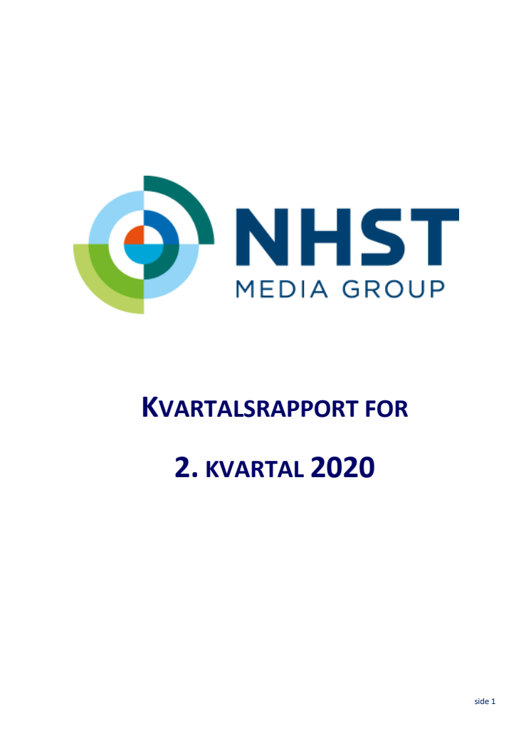 NHST Media Group - Kvartalsrapport 2.kvartal 2020