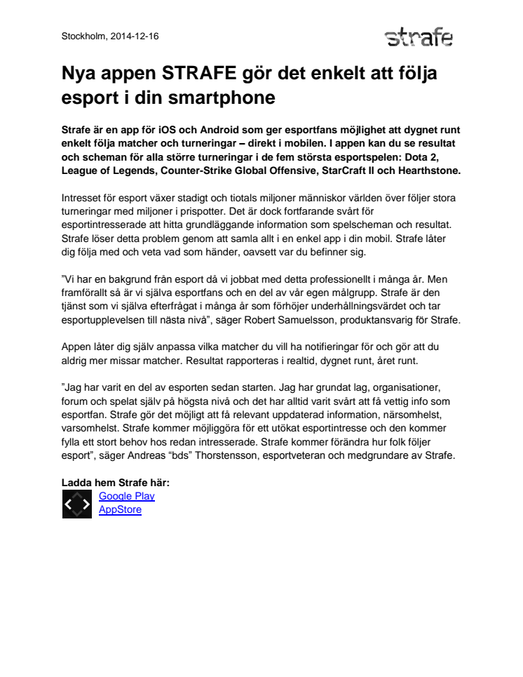 Nya appen STRAFE gör det enkelt att följa esport i din smartphone