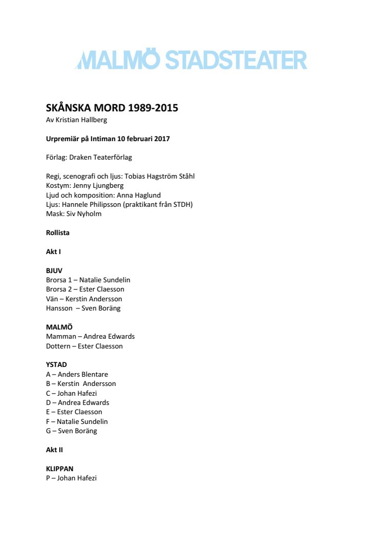 Pressmaterial till Skånska mord 1989-2015
