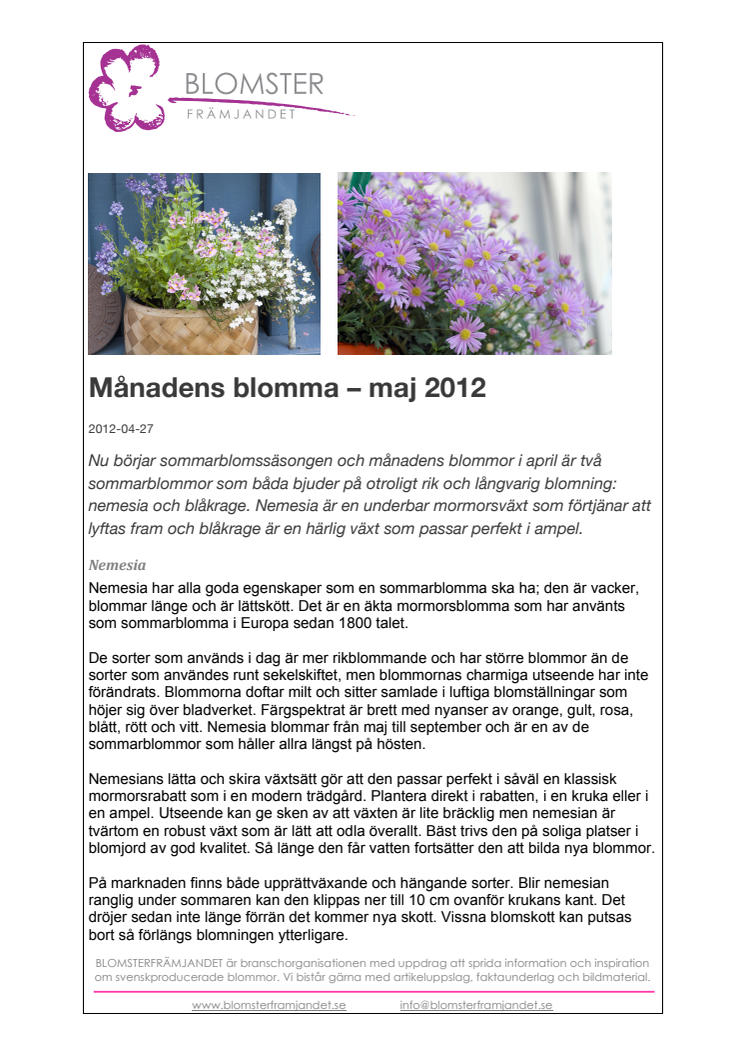 Månadens blomma – maj 2012