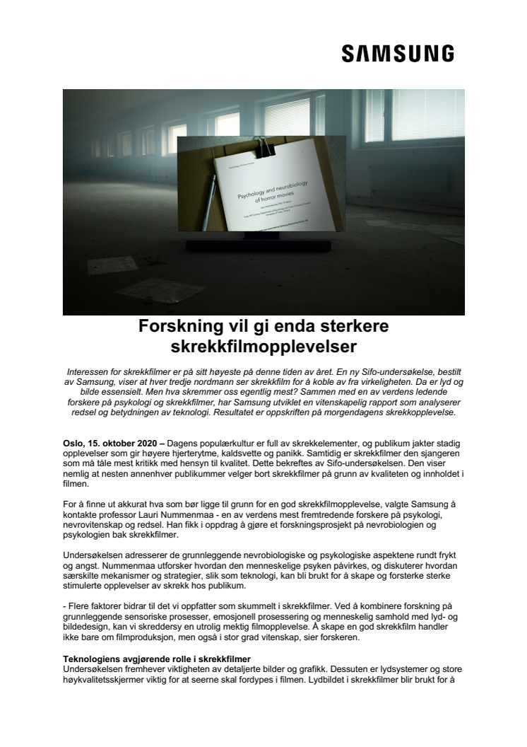 Forskning vil gi enda sterkere skrekkfilmopplevelser