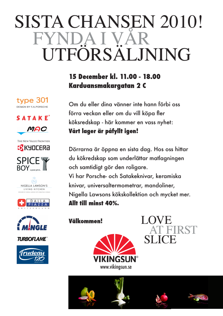 EXTRA UTFÖRSÄLJNING