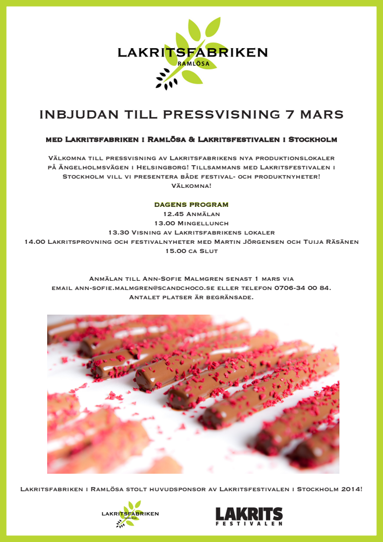 Inbjudan till pressvisning 7 mars tillsammans med Lakritsfabriken och Lakritsfestivalen i Stockholm!