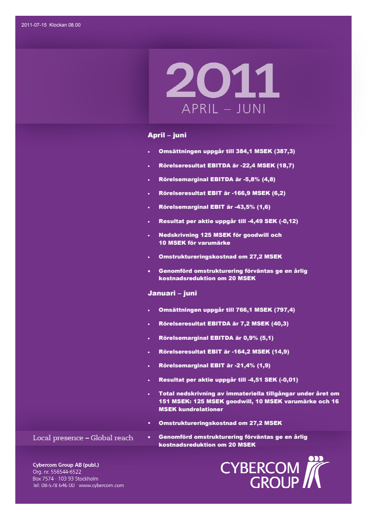 Delårsrapport jan - juni 2011