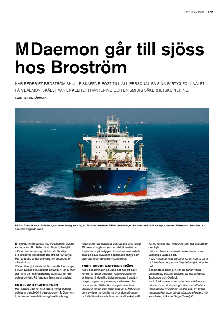 MDaemon går till sjöss hos Broströms