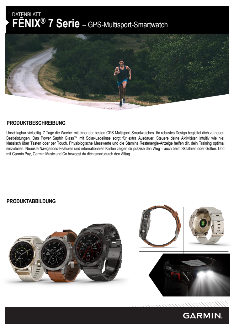 Garmin Datenblatt fēnix 7 Serie UH