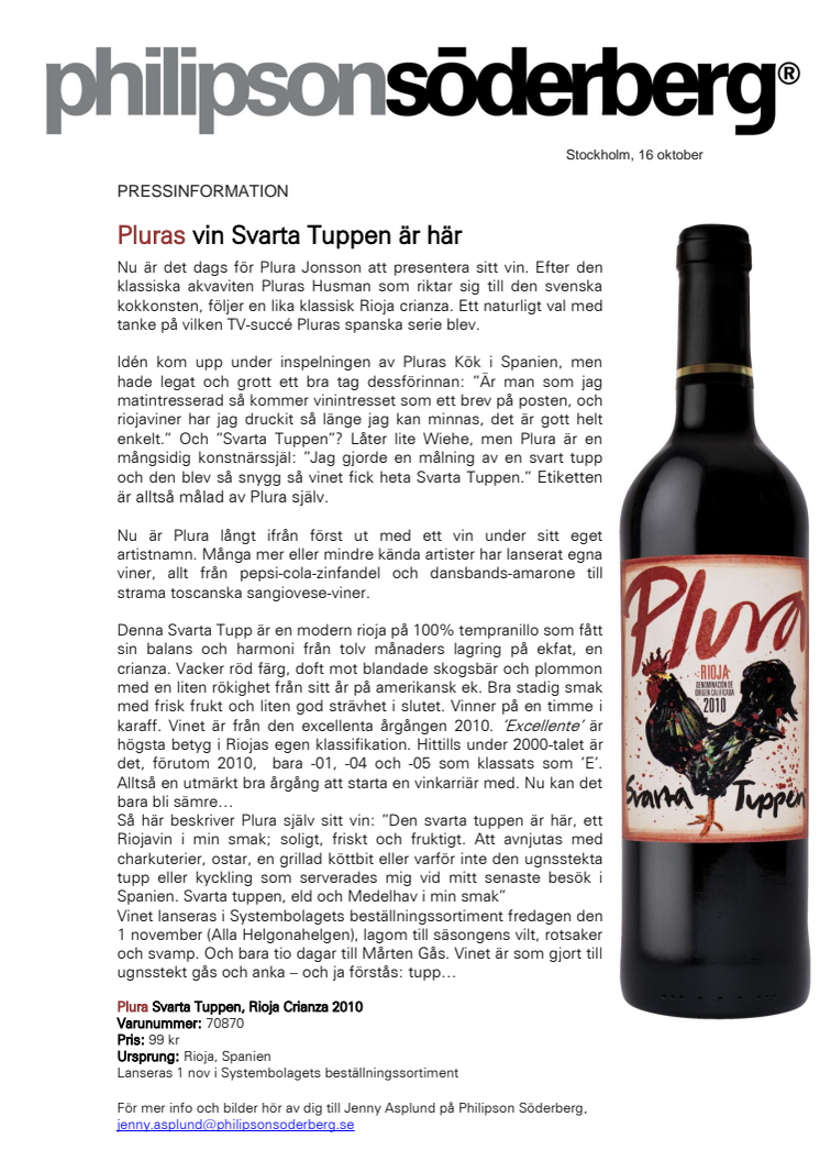 Pluras vin Svarta Tuppen är här