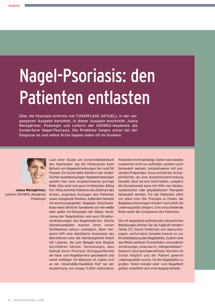 Nagel-Psoriasis: den Patienten entlasten