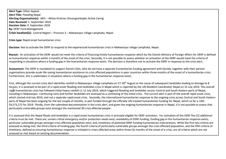 19-015-RO August Flooding Nepal Decision Note