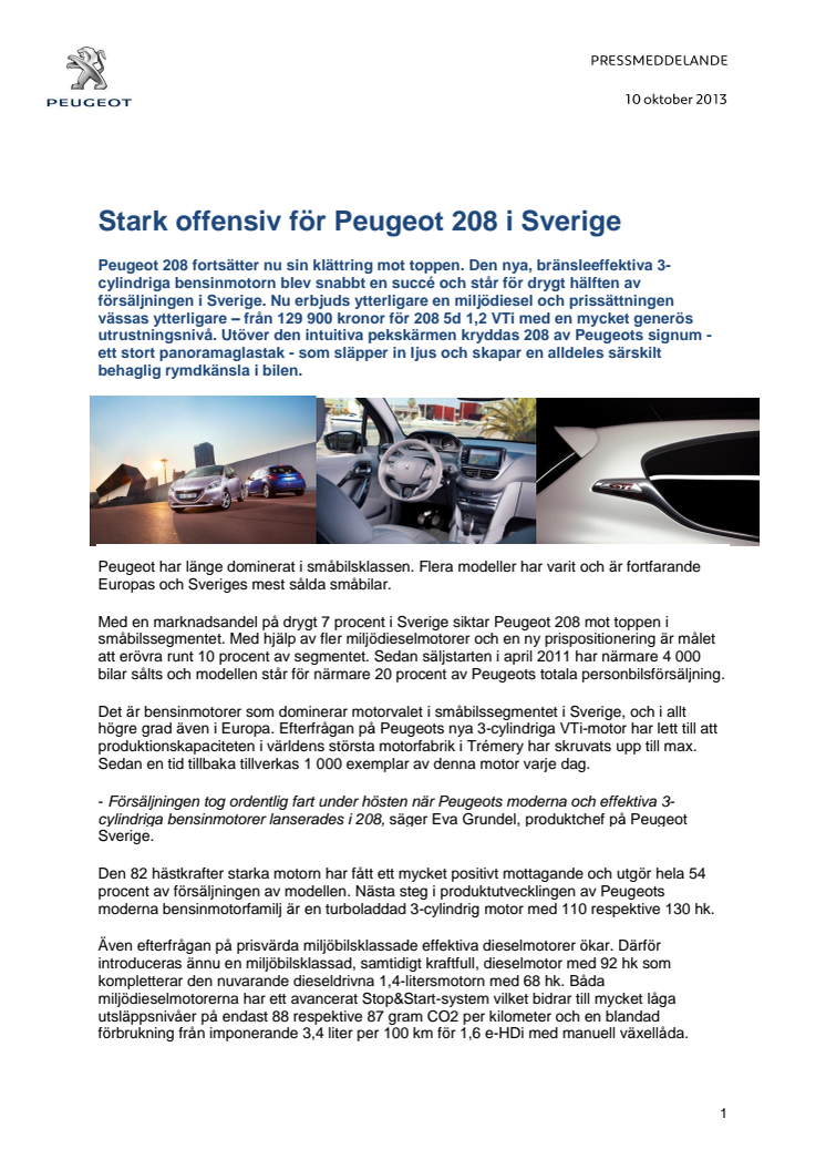 Stark offensiv för Peugeot 208 i Sverige