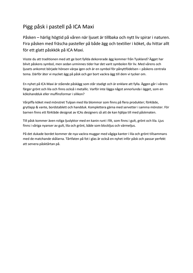 Pigg påsk i pastell på ICA Maxi 