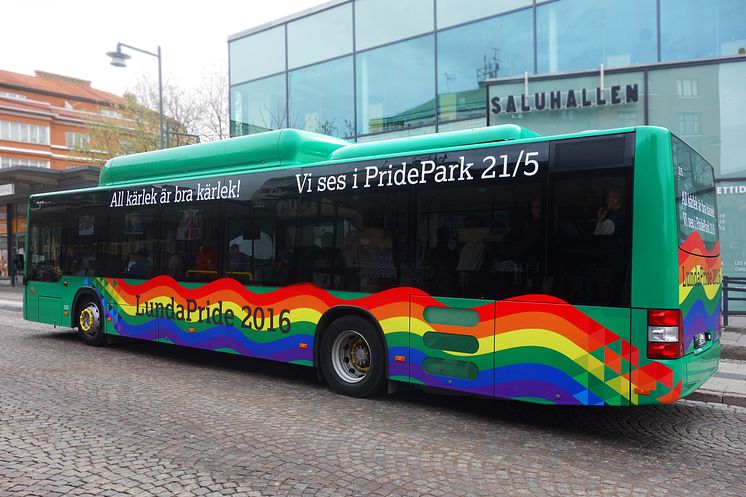 Pridebuss i Lund 2016