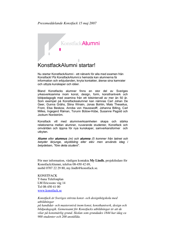 KonstfackAlumni startar!