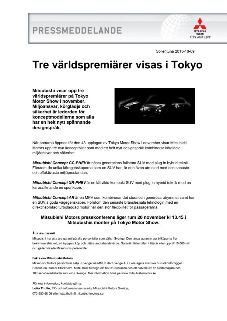 Tre världspremiärer visas i Tokyo