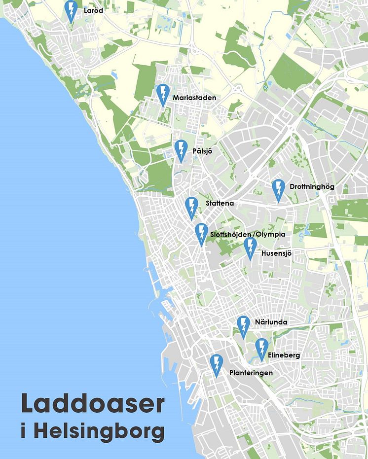 Översikt laddoaser Helsingborg