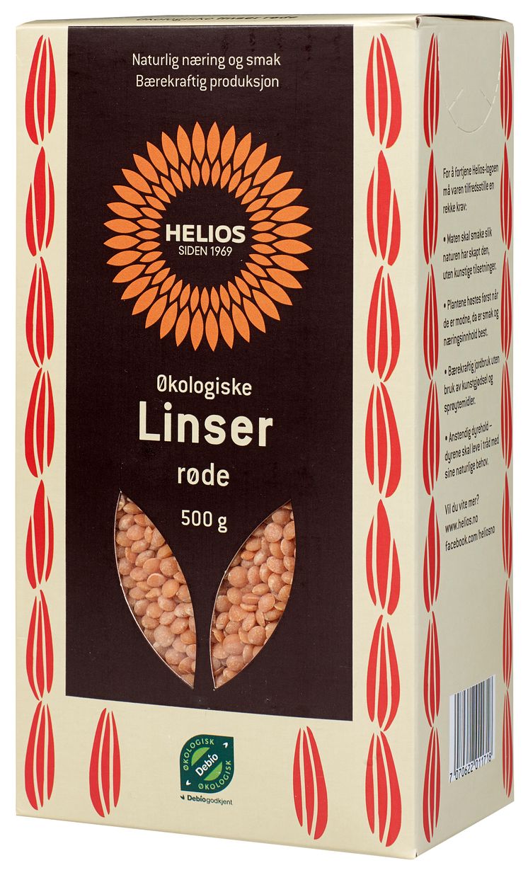 Helios røde linser økologisk 500 g