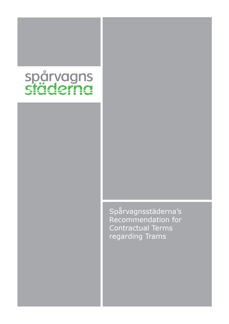 Spårvagnsstäderna’s Recommendation for Contractual Terms regarding Trams