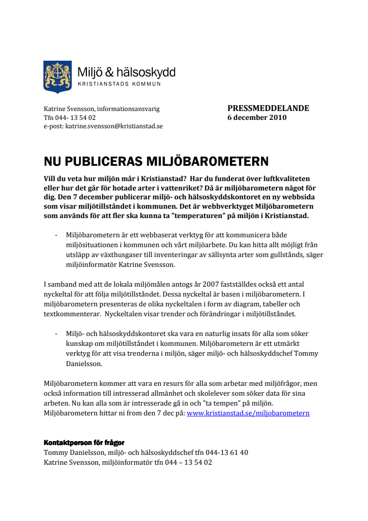 Nu publiceras Kristianstads miljöbarometer