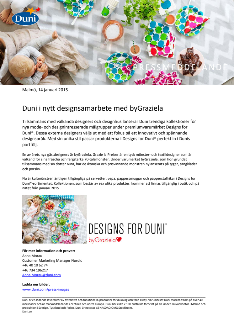 Duni i nytt designsamarbete med byGraziela