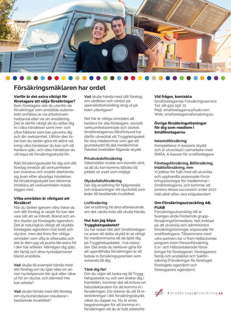 Artikel i Småföretagarnas Riksförbunds medlemstidning, Bra Affärer, i april 2017