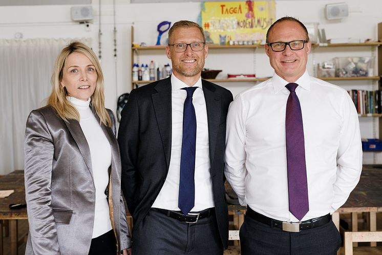 Anna Malmhake, vice ordf. Livsmedelsföretagen och vd The Absolut Company, Lars Appelqvist, ordf. Livsmedelsföretagen och vd Löfbergs, Björn Hellman, vd Livsmedelsföretagen