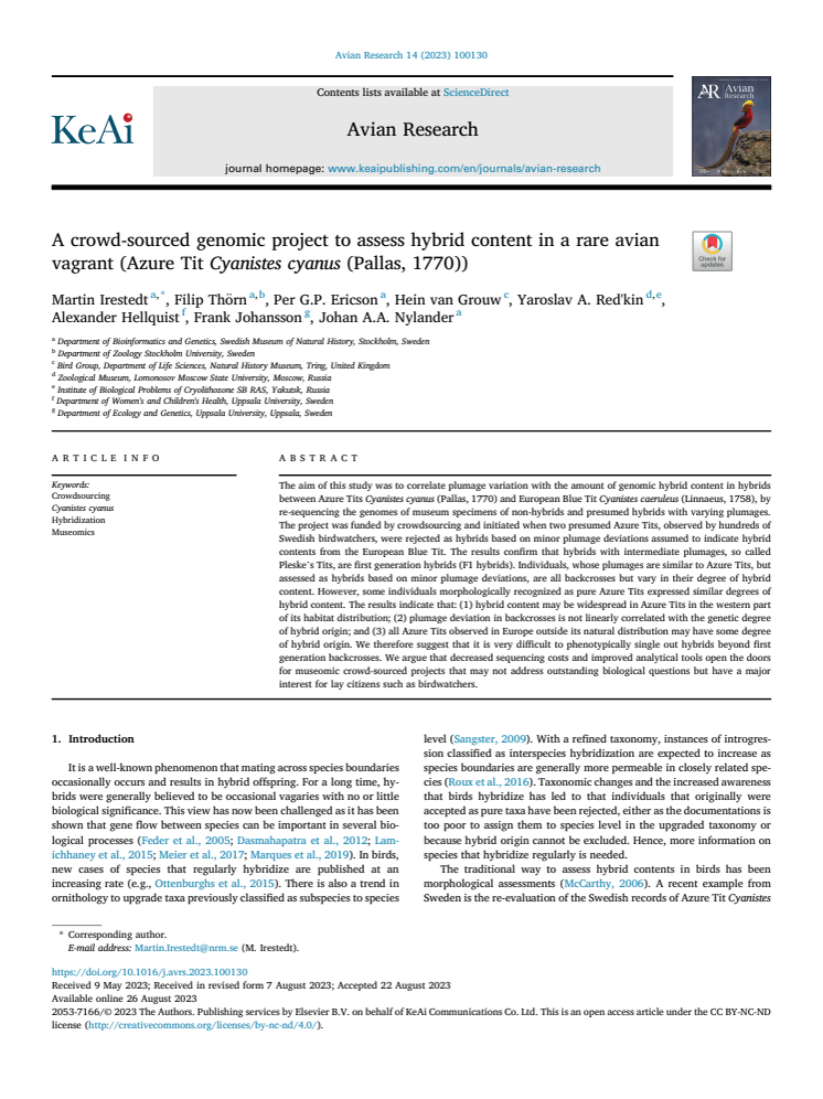 A crowd-sourced genomic project to assess hybrid content in a rare avian.pdf