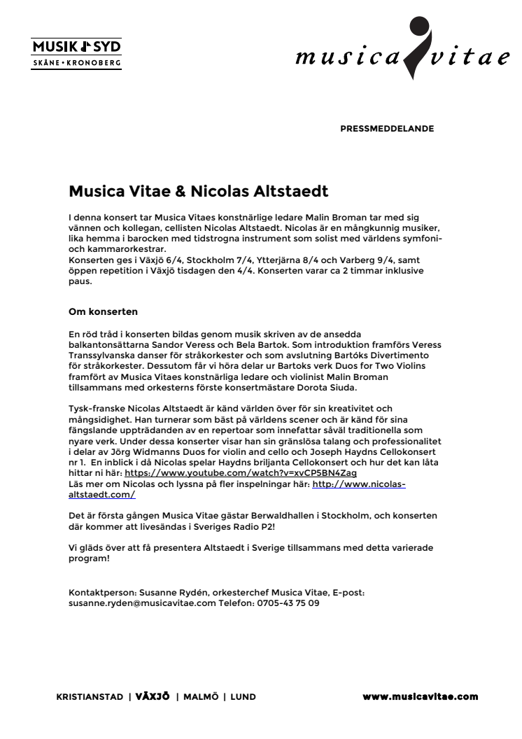 Musica Vitae & Nicolas Altstaedt