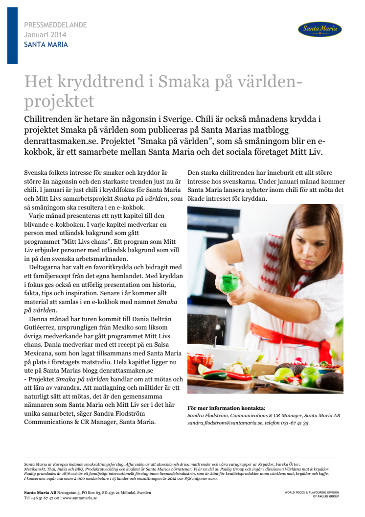 Het kryddtrend i Smaka på världen-projektet
