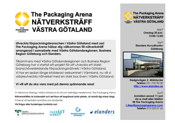 The Packaging Arena Nätverksträff Västra Götaland! - Sista chansen!