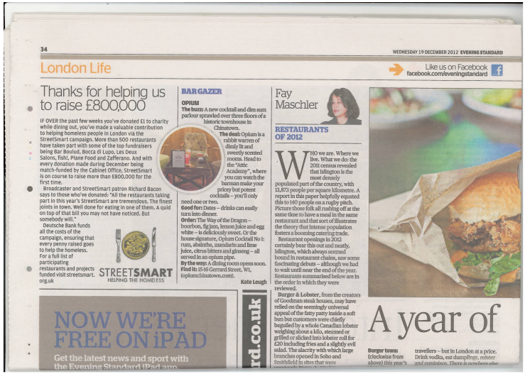 Evening Standard 19th December 2012