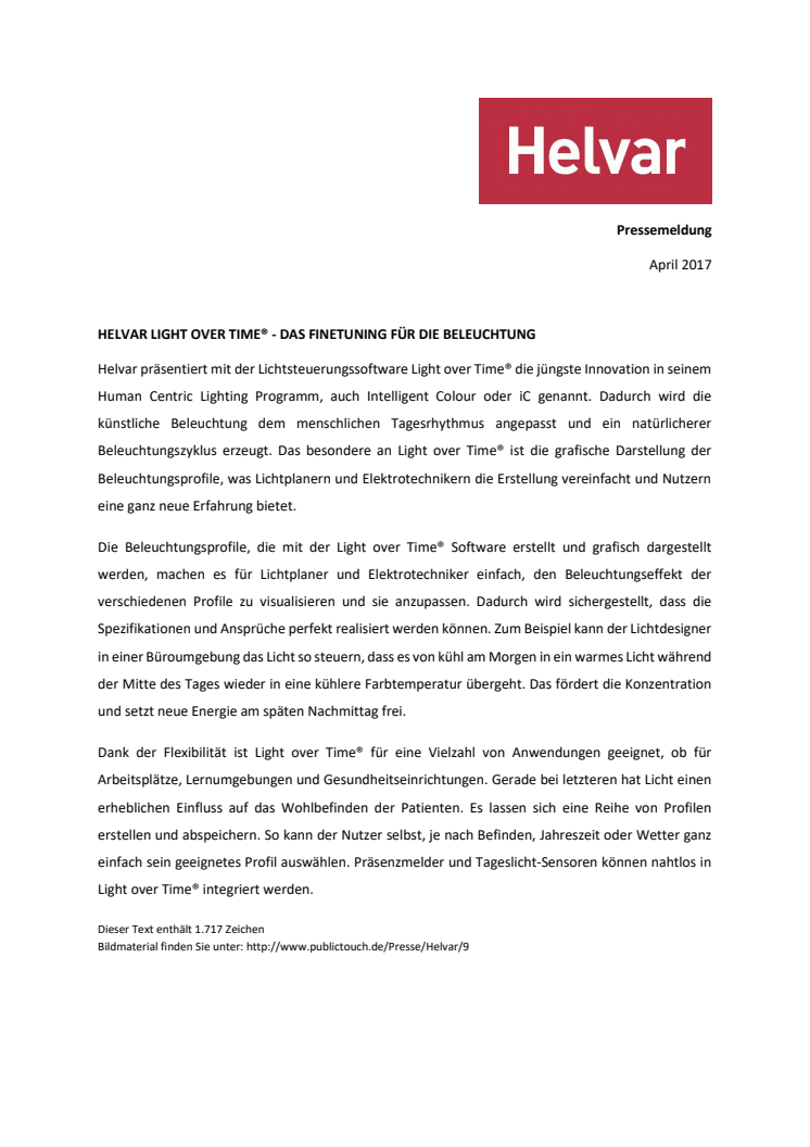 HELVAR LIGHT OVER TIME® - DAS FINETUNING FÜR DIE BELEUCHTUNG