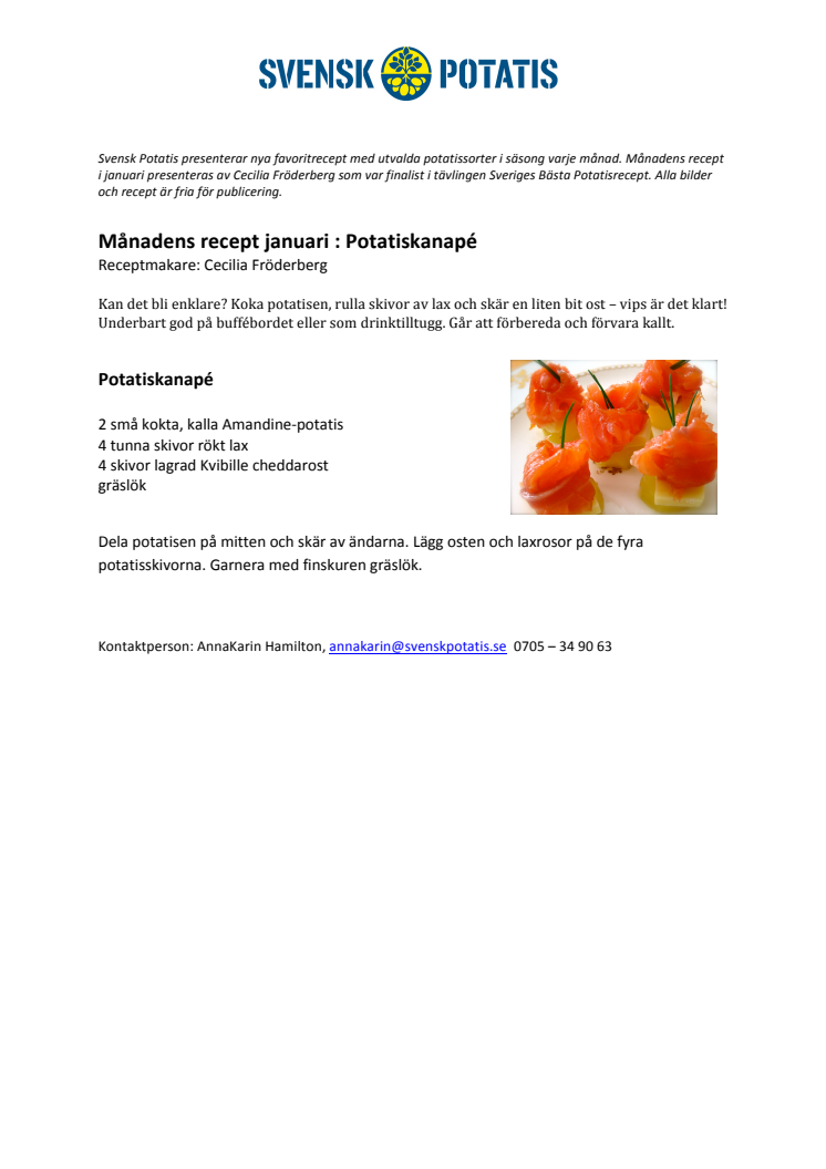 Månadens recept januari - Potatiskanapé