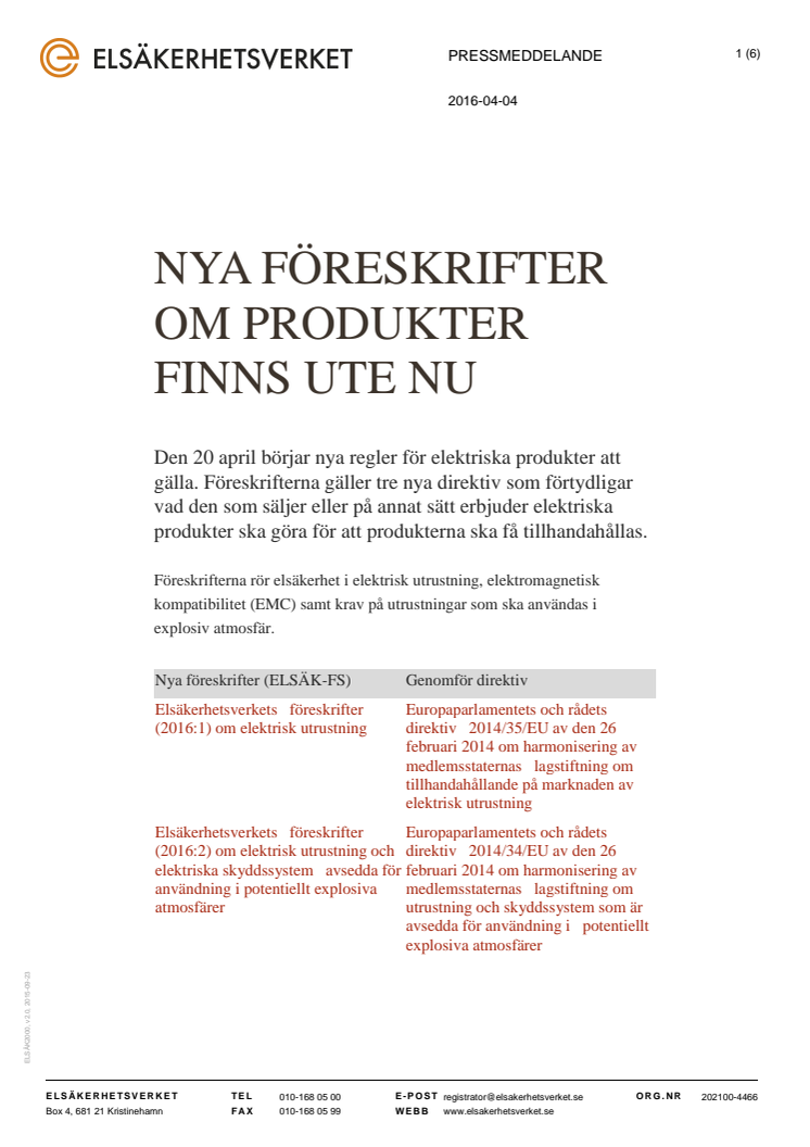 Nya föreskrifter om produkter finns ute nu 