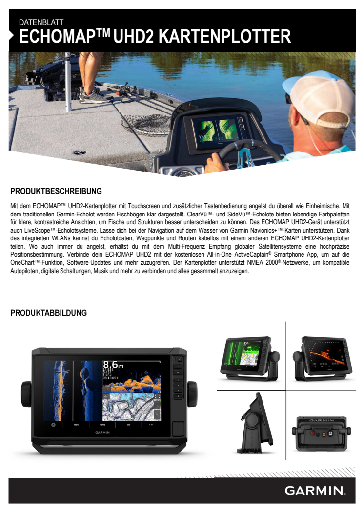 Datenblatt CH Garmin ECHOMAP UHD2 mit Touchscreen